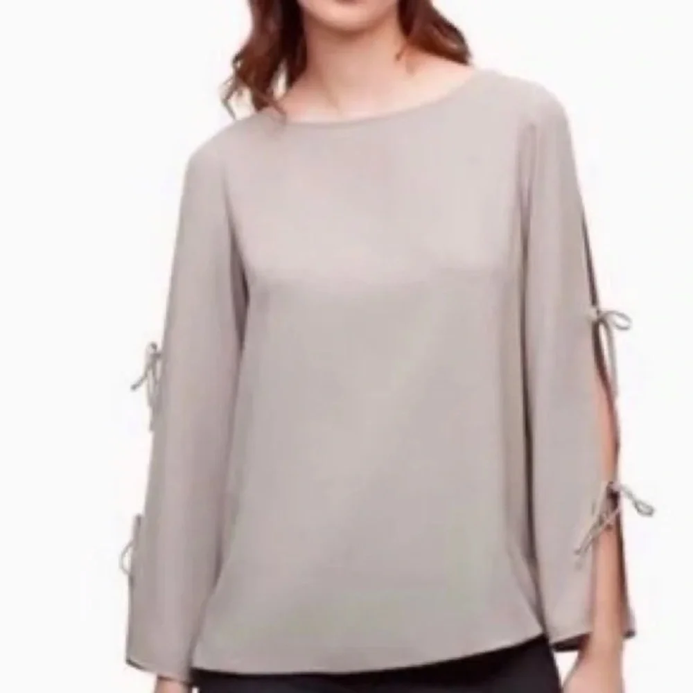 Aritzia Wilfred Pozzi drapey Blouse Long tied Sleeve with silk Size XS - Picture 11 of 12